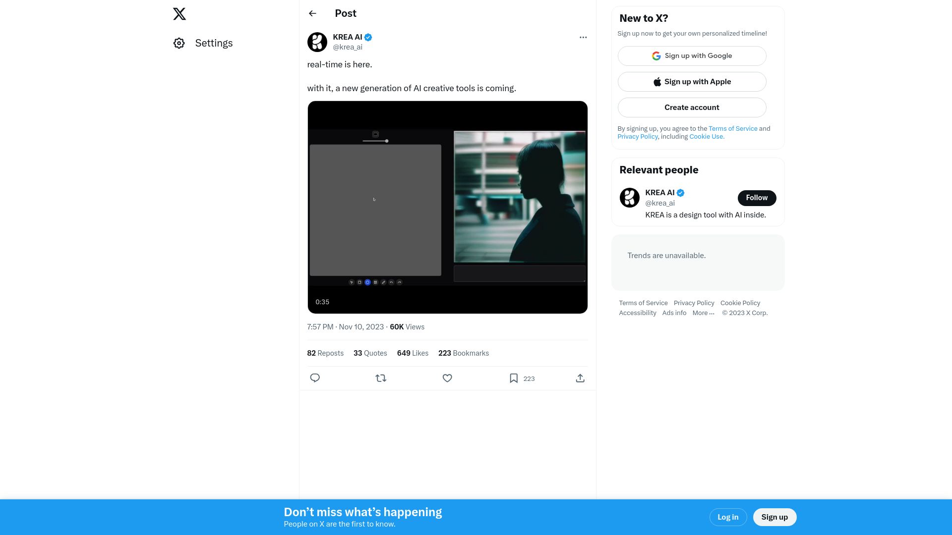 Screenshot of twitter.com: Real-time image editing using latent consistency models