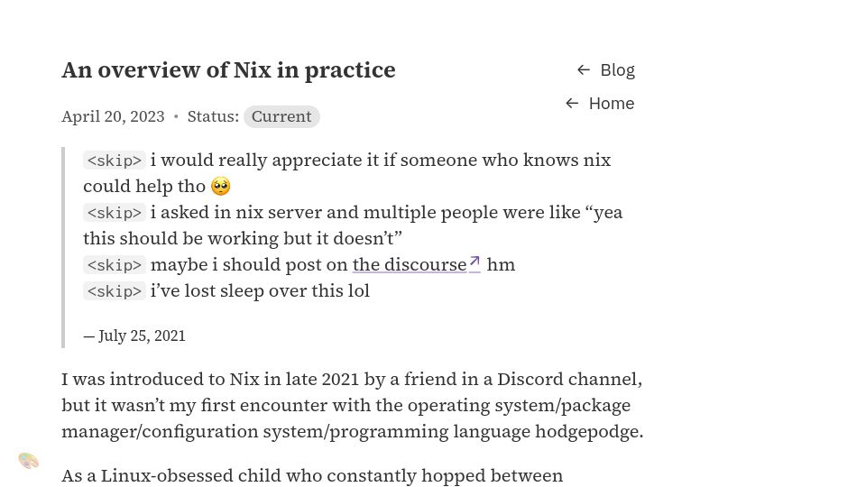 Screenshot of slice.zone: An Overview of Nix in Practice