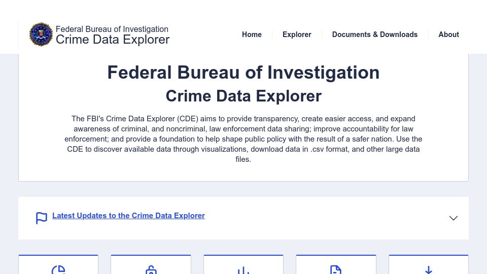 Screenshot of cde.ucr.cjis.gov: FBI Crime Data Explorer