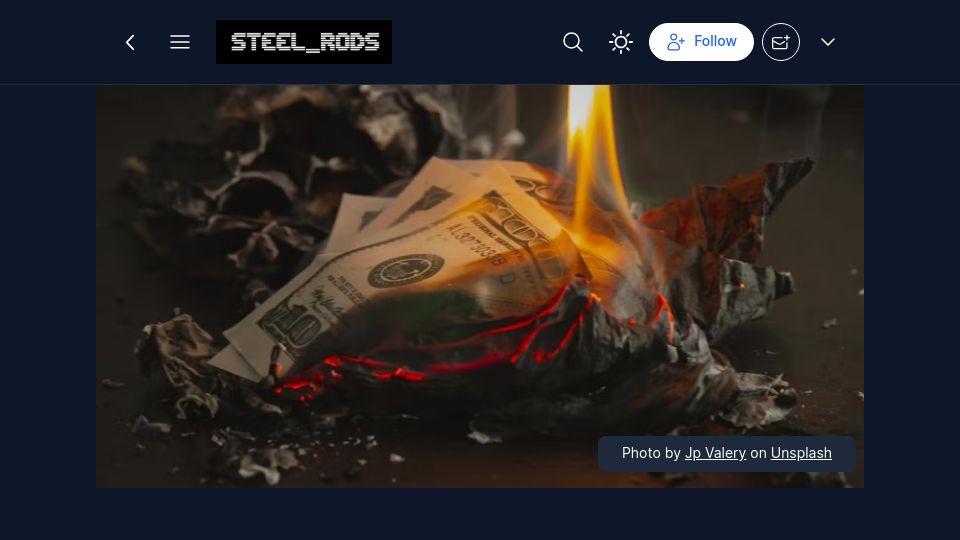 Screenshot of steelrods.hashnode.dev: The importance of cash in a technological society