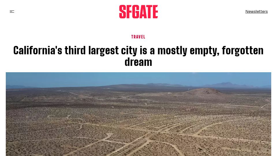 Screenshot of sfgate.com: California's third largest city is mostly empty roads