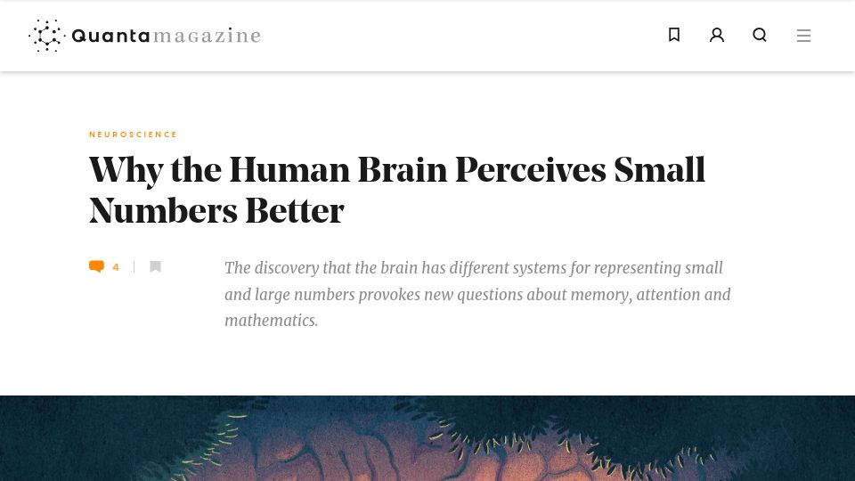 Screenshot of quantamagazine.org: Why the Human Brain Perceives Small Numbers Better