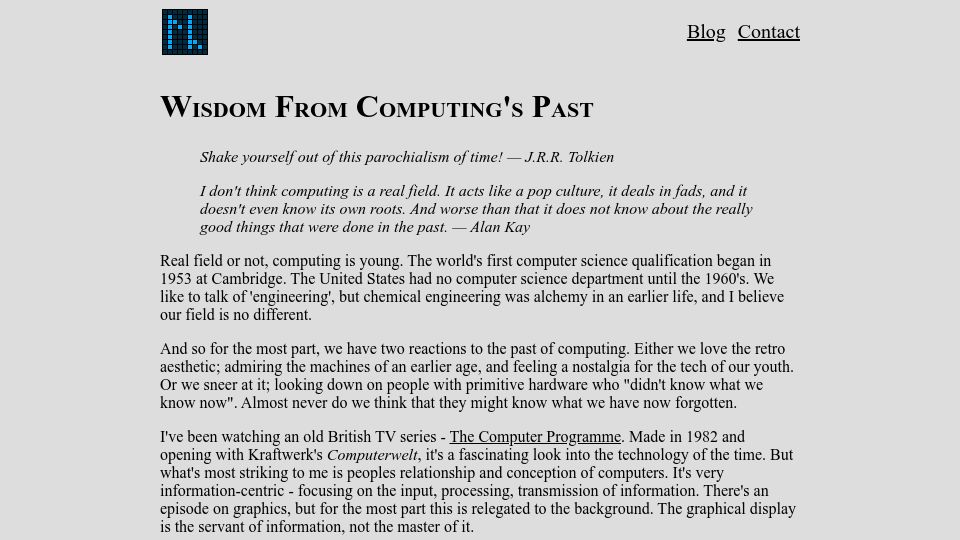 Screenshot of lewiscampbell.tech: Wisdom from computing's past