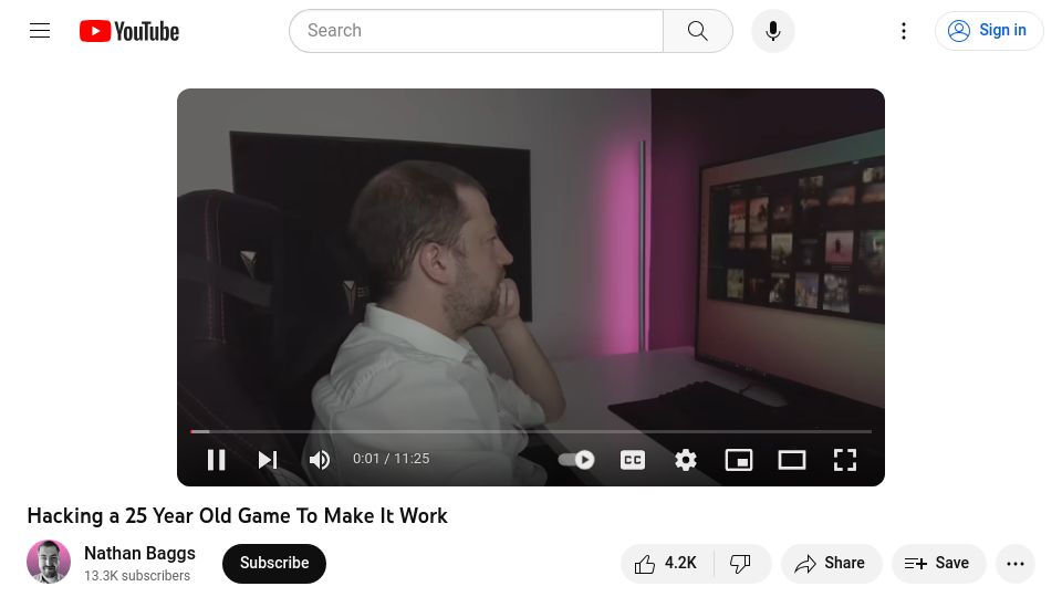 Screenshot of youtube.com: Hacking a 25 Year Old Game to Make It Work [video]