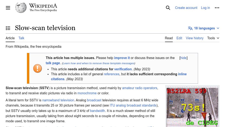 Screenshot of en.wikipedia.org: Slow-Scan Television