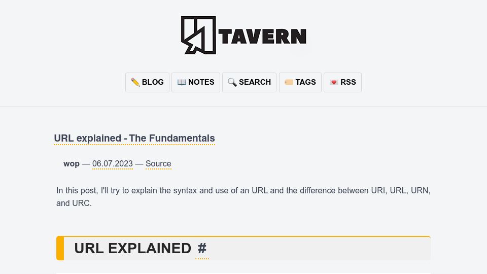 Screenshot of ittavern.com: URL Explained – The Fundamentals
