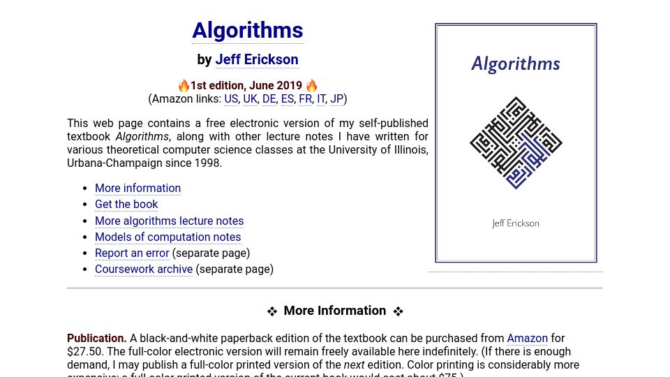 Screenshot of jeffe.cs.illinois.edu: Algorithms (2019)