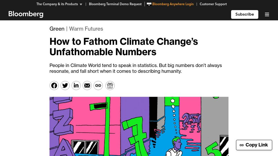 Screenshot of bloomberg.com: How to Fathom Climate Change's Unfathomable Numbers