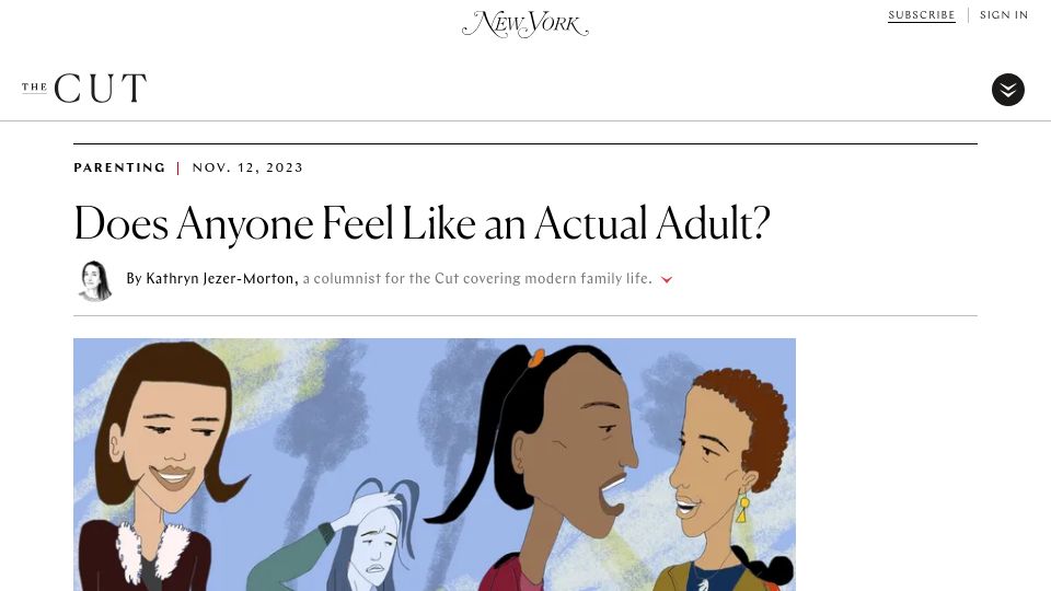 Screenshot of thecut.com: Adulthood Is a Mirage