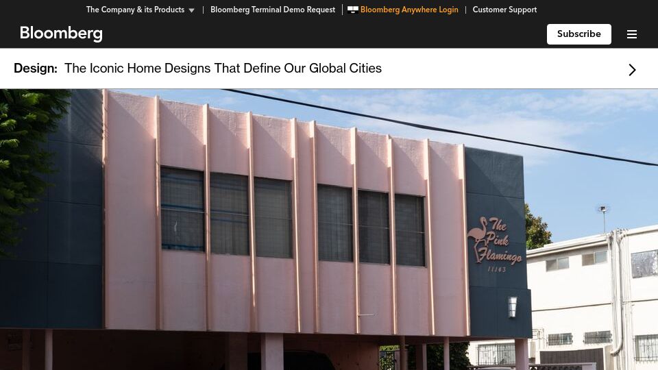 Screenshot of bloomberg.com: A Design History of L.A.'S Dingbat Apartment Buildings (2021)