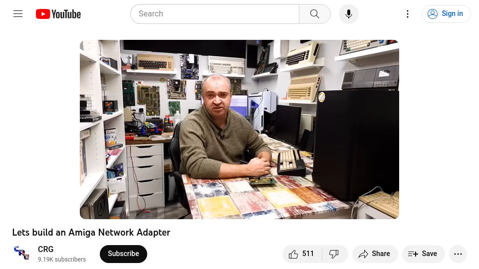 Screenshot of youtube.com: Lets build an Amiga Network Adapter [video]