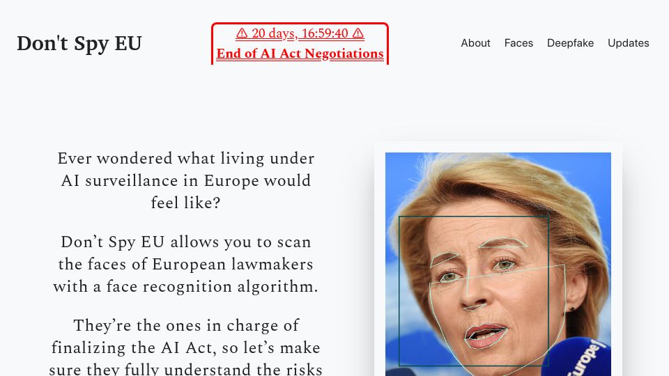 Screenshot of dontspy.eu: Don't Spy EU