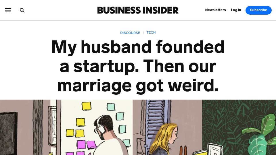 Screenshot of businessinsider.com: Confessions of a Startup Founder's Wife