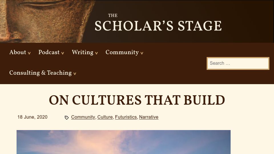 Screenshot of scholars-stage.org: On Cultures That Build (2020)