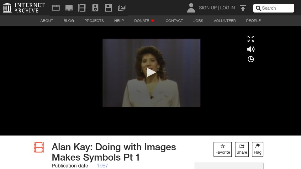 Screenshot of archive.org: Alan Kay: Doing with Images Makes Symbols (1987) [video]
