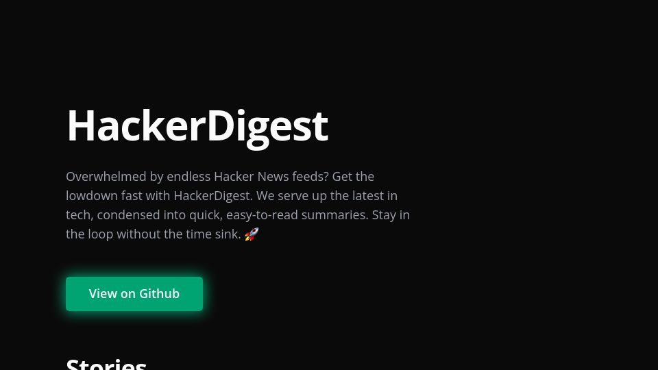 Screenshot of hackerdigest.upstash.app: Made an app that summarizes recent popular stories from Hacker News