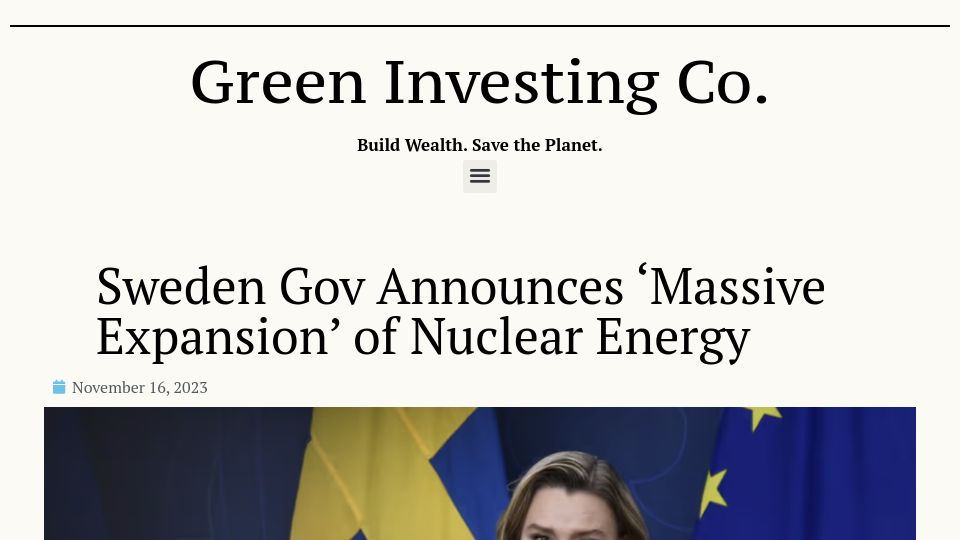 Screenshot of reuters.com: Sweden plans new nuclear reactors by 2035, will share costs