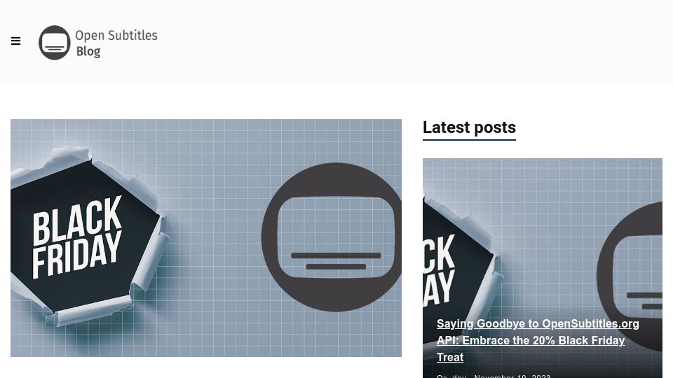 Screenshot of blog.opensubtitles.com: OpenSubtitles is not open anymore