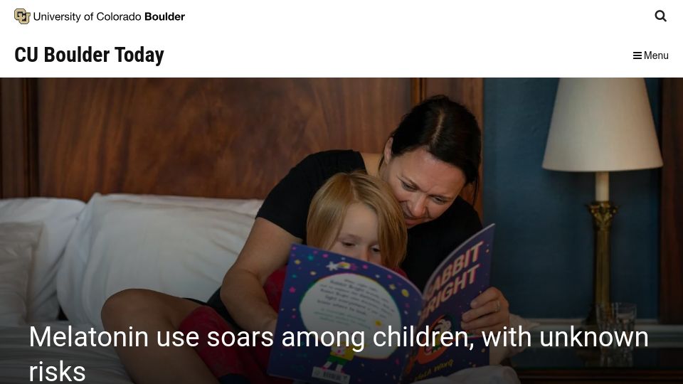 Screenshot of colorado.edu: Melatonin use soars among children, with unknown risks