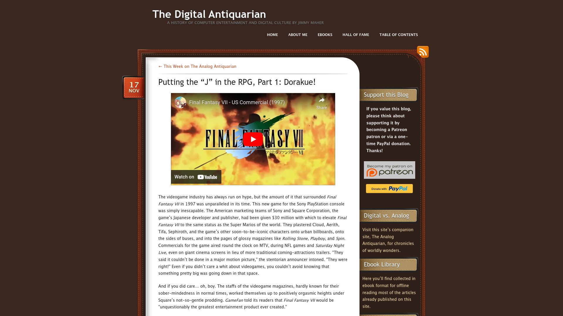 Screenshot of filfre.net: Putting the "J" in the RPG, Part 1: Dorakue