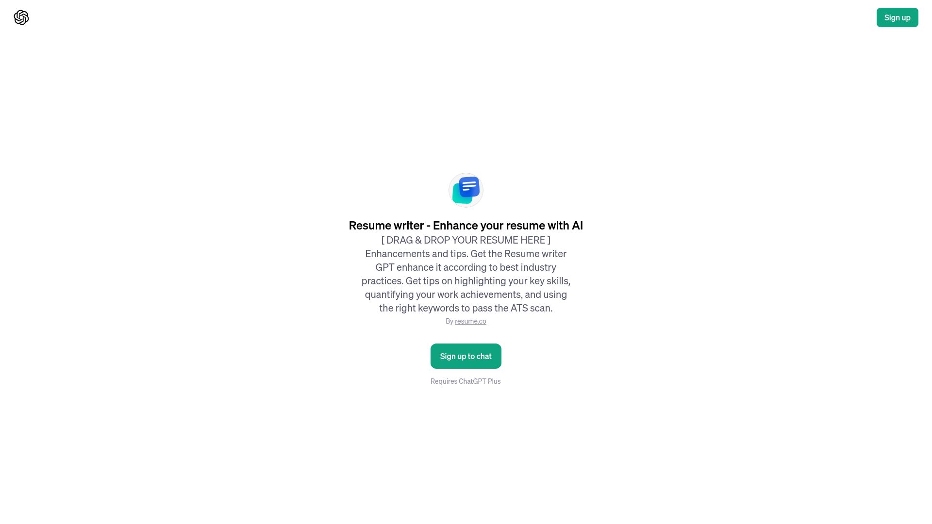 Screenshot of chat.openai.com: Show HN: I made free resume enhancer with ChatGPT