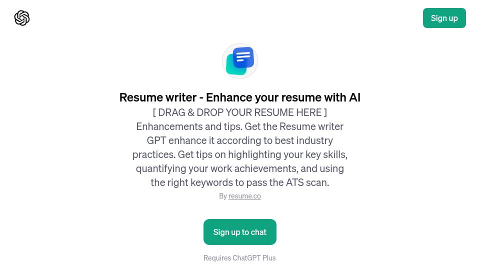 Screenshot of chat.openai.com: Show HN: I made free resume enhancer with ChatGPT