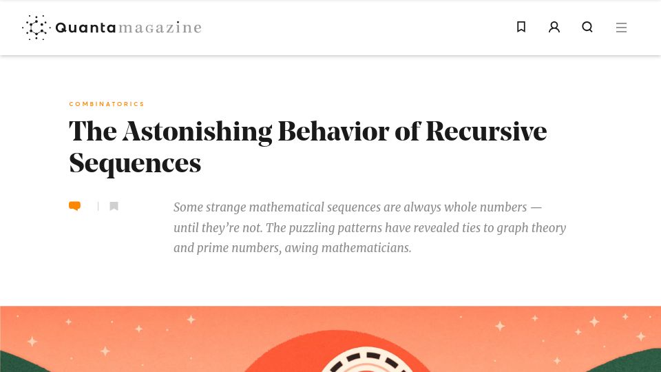 Screenshot of quantamagazine.org: The astonishing behavior of recursive sequences