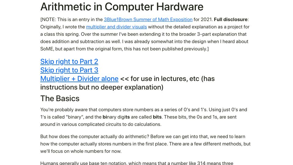 Screenshot of thelast19digitsofpi.github.io: Arithmetic in Computer Hardware