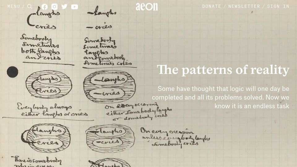 Screenshot of aeon.co: The Patterns of Reality