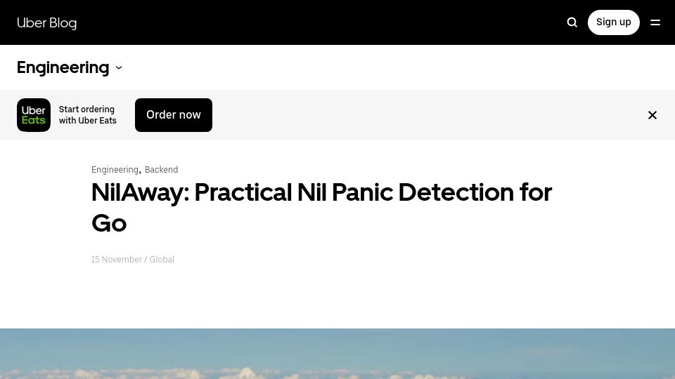Screenshot of uber.com: NilAway: Practical nil panic detection for Go