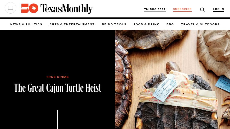 Screenshot of texasmonthly.com: The Great Cajun Turtle Heist