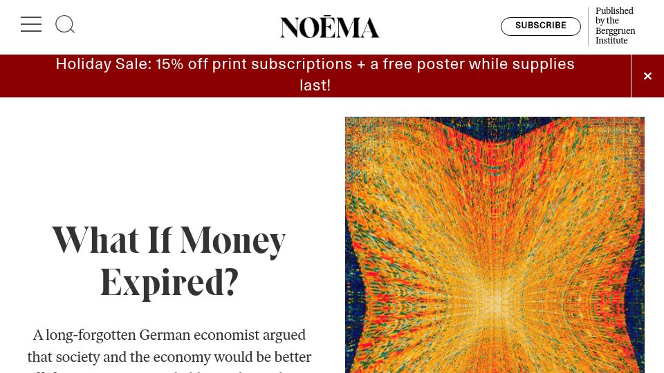 Screenshot of noemamag.com: What if money expired?