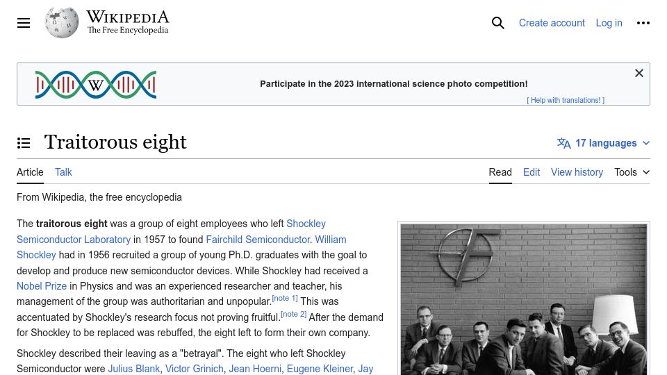 Screenshot of en.wikipedia.org: Traitorous eight
