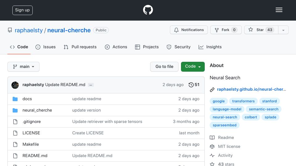 Screenshot of github.com: Show HN: ColBERT Build from Sentence Transformers