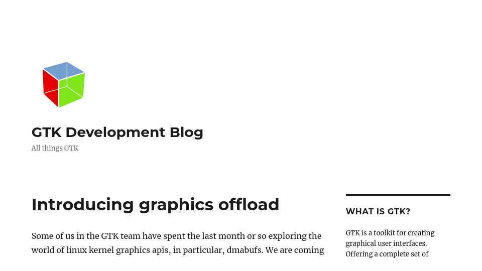 Screenshot of blog.gtk.org: GTK: Introducing Graphics Offload