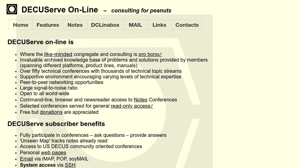 Screenshot of eisner.decus.org: OpenVMS Account at DECUServe