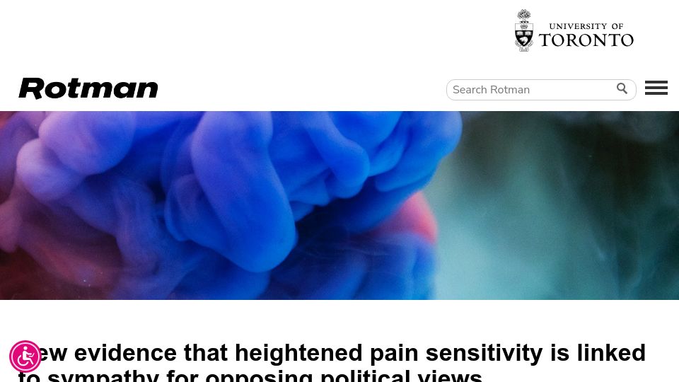 Screenshot of rotman.utoronto.ca: Heightened pain sensitivity is linked to sympathy for opposing political views