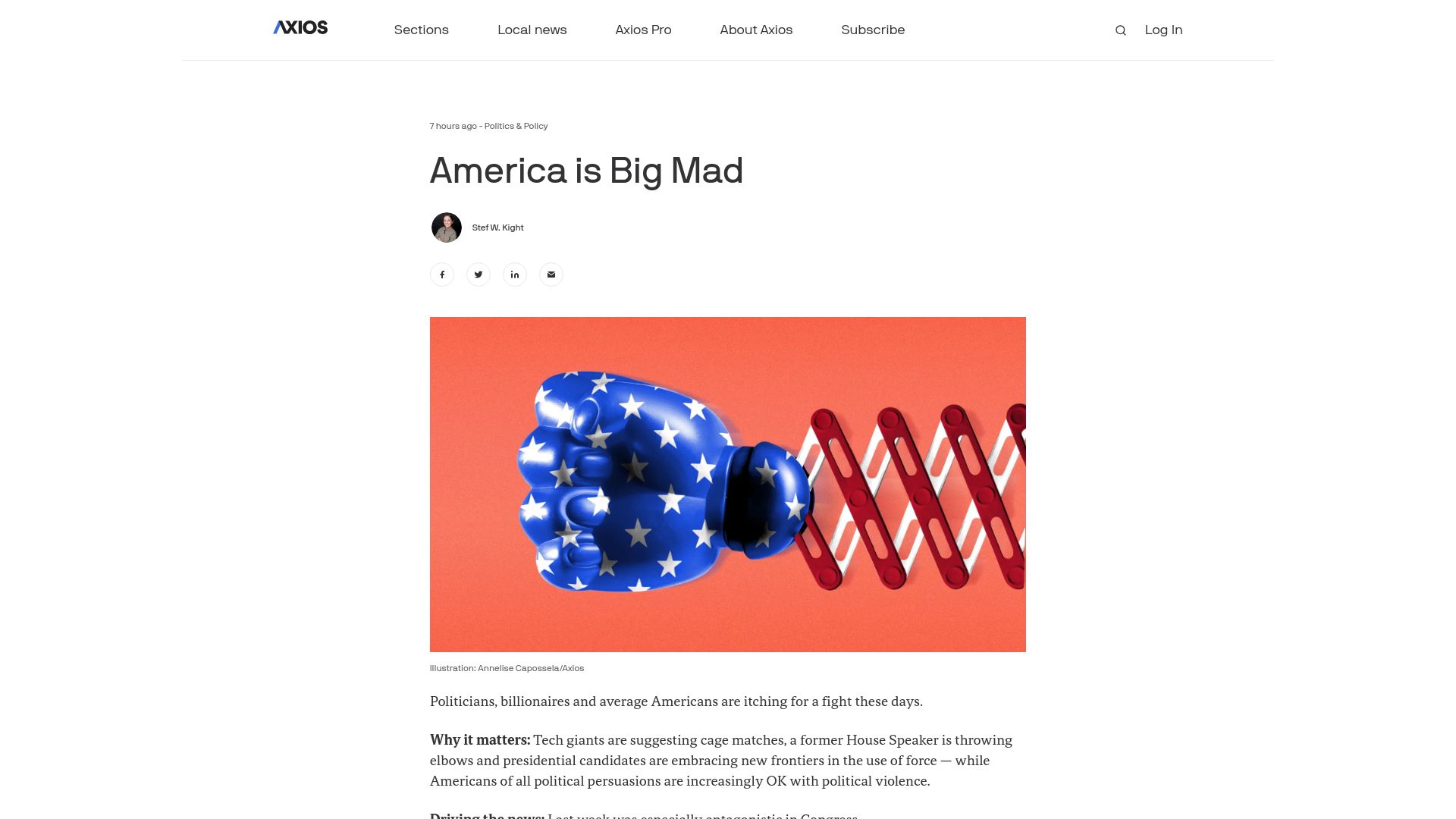 Screenshot of axios.com: America Is Big Mad