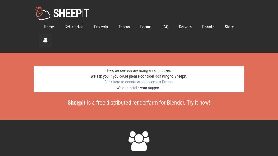 Screenshot of sheepit-renderfarm.com: SheepIt Render Farm