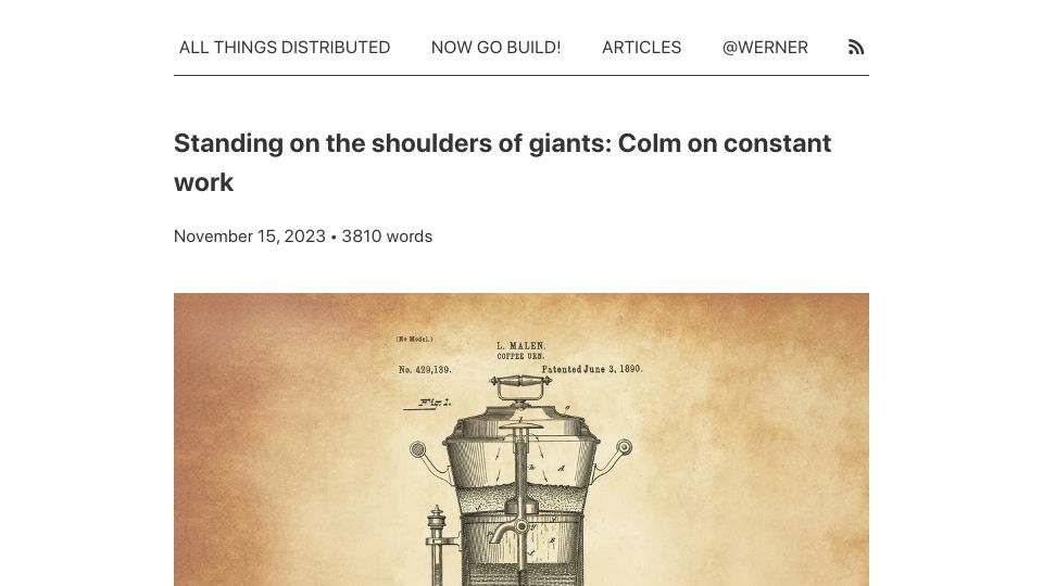 Screenshot of allthingsdistributed.com: Colm on Constant Work (2019)