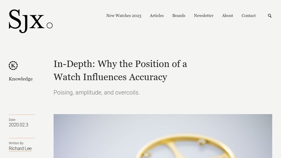 Screenshot of watchesbysjx.com: The position of a watch influences accuracy (2020)