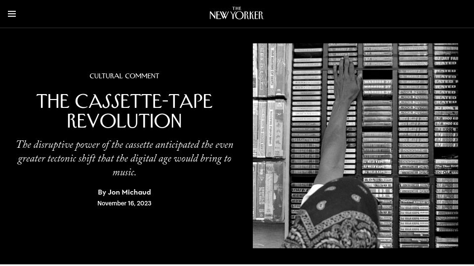 Screenshot of newyorker.com: The Cassette-Tape Revolution