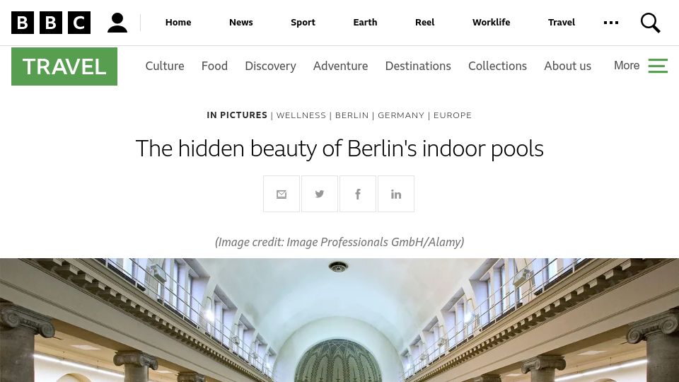 Screenshot of bbc.com: Berlin's indoor pools