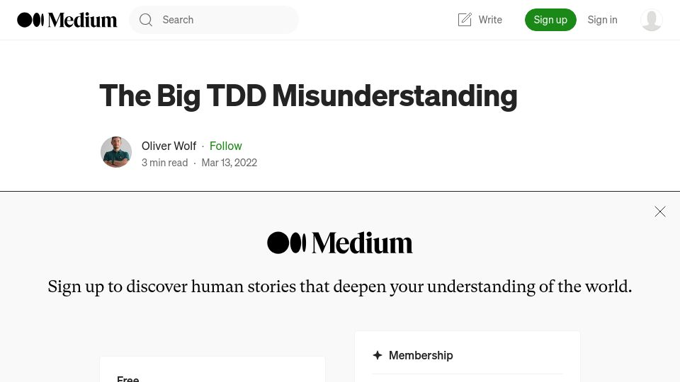 Screenshot of linkedrecords.com: The big TDD misunderstanding (2022)