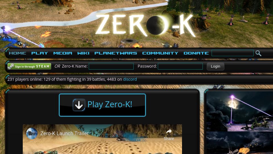 Screenshot of zero-k.info: Zero-k: A libre sci-fi RTS game, with an economy based on metal and energy