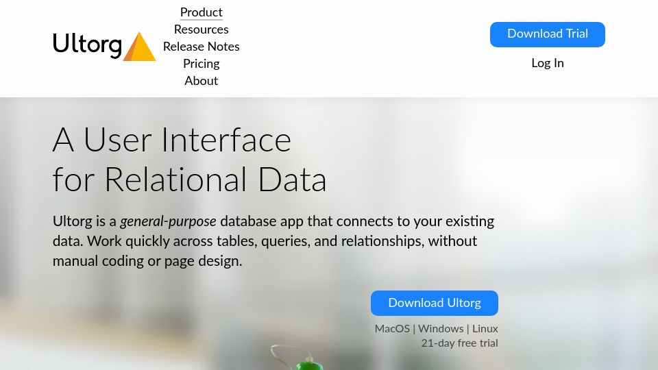 Screenshot of ultorg.com: Ultorg: A User Interface for Relational Data