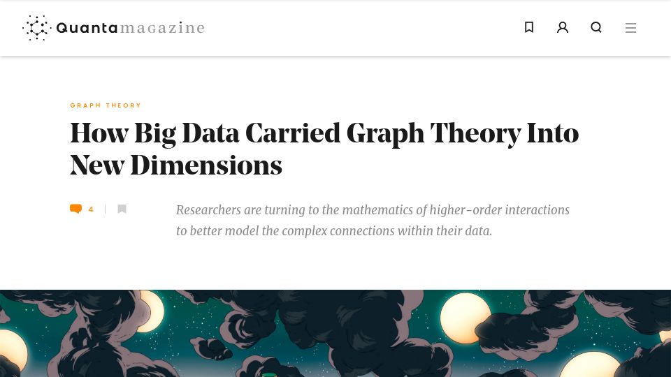 Screenshot of quantamagazine.org: How big data carried graph theory into new dimensions