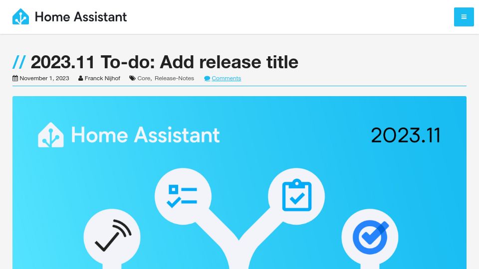 Screenshot of home-assistant.io: Home Assistant 2023.11