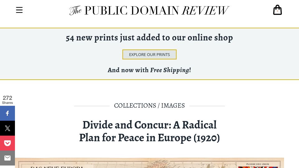 Screenshot of publicdomainreview.org: Divide and Concur: A Radical Plan for Peace in Europe (1920)