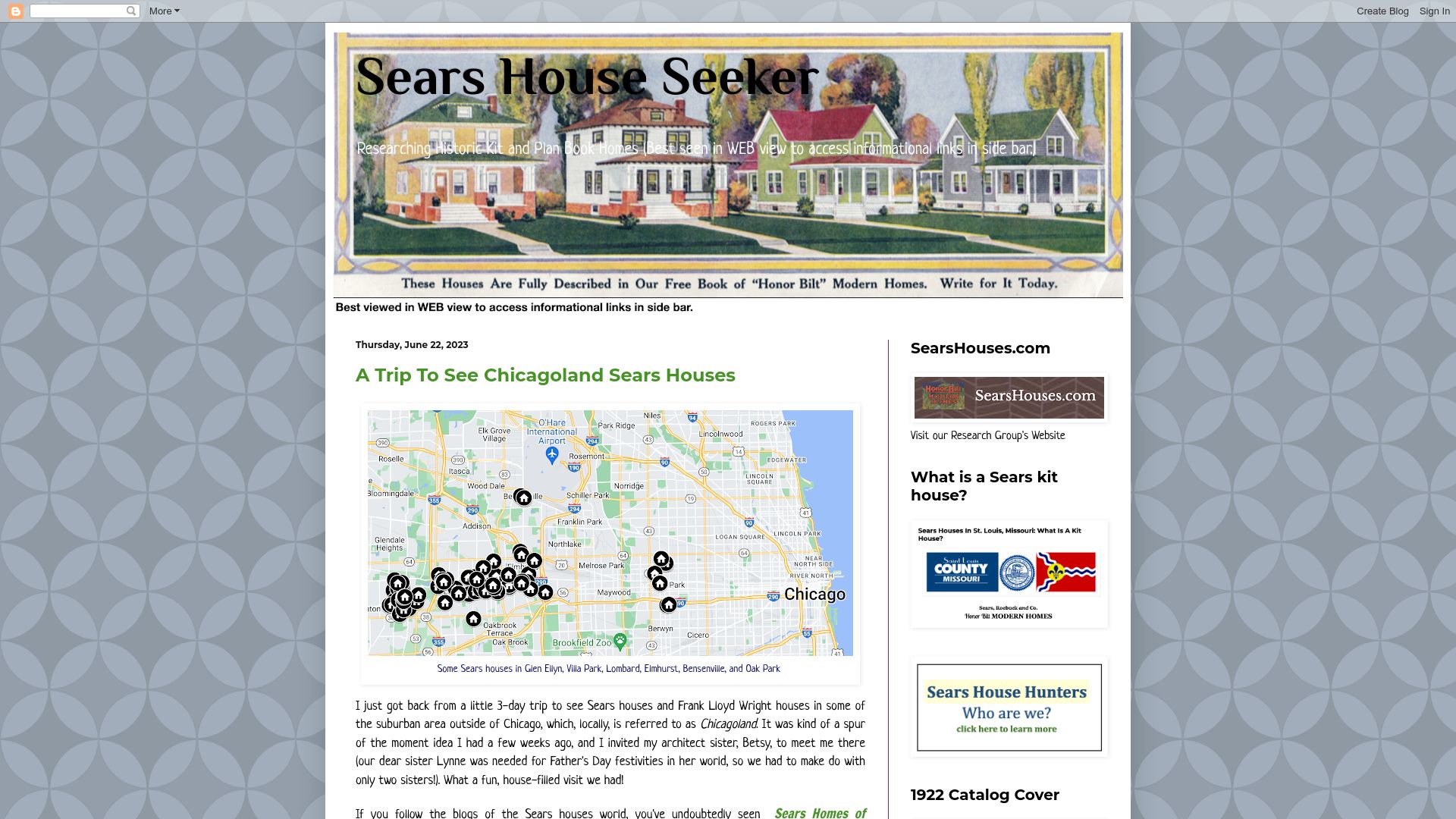 Screenshot of searshouseseeker.com: A trip to see Chicagoland Sears houses
